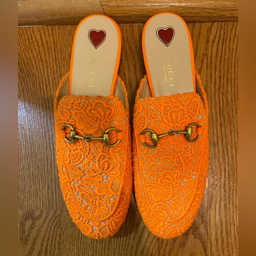 Brand New Never Worn Orange Gucci Loafers